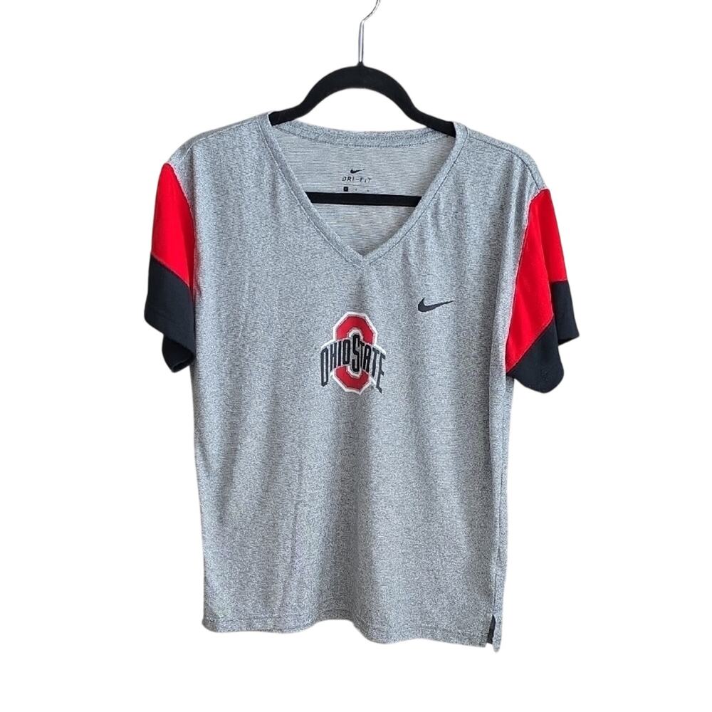 Nike Ohio State Buckeyes Gray V-Neck T-Shirt Womens Size Large